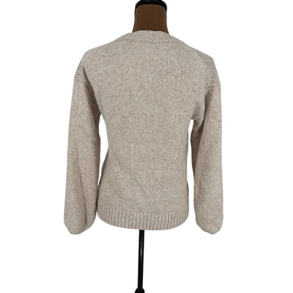 J. Crew Women’s Sweater in Oatmeal Beige with Ribbed Collar and Hem – Size Small - Picture 4 of 7